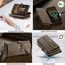 Charger l&#39;image dans la galerie, Casekis Crossbody Leather Wallet RFID Phone Case Brown
