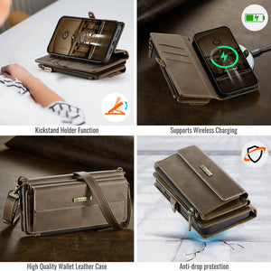 Casekis Crossbody Leather Wallet RFID Phone Case Brown
