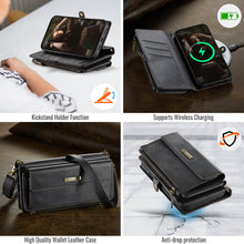 Charger l&#39;image dans la galerie, Casekis Crossbody Leather Wallet RFID Phone Case Black

