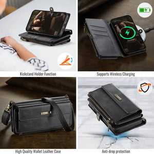 Casekis Crossbody Leather Wallet RFID Phone Case Black