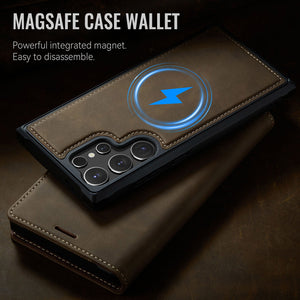 Casekis Leather Magnetic Flip Detachable Wallet Phone Case Brown