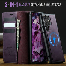 Load image into Gallery viewer, Casekis Leather Magnetic Flip Detachable Wallet Phone Case Purple
