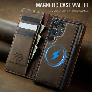 Casekis Leather Magnetic Flip Detachable Wallet Phone Case Brown