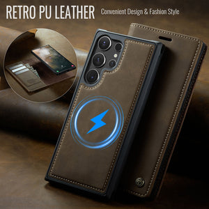 Casekis Leather Magnetic Flip Detachable Wallet Phone Case Brown