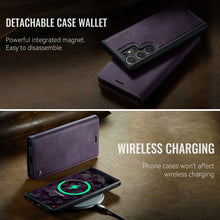 Load image into Gallery viewer, Casekis Leather Magnetic Flip Detachable Wallet Phone Case Purple
