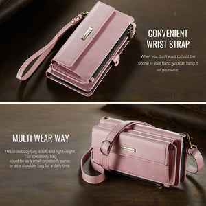 Casekis Crossbody Leather Wallet RFID Phone Case Pink
