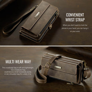 Casekis Crossbody Leather Wallet RFID Phone Case Brown