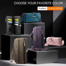 Charger l&#39;image dans la galerie, Casekis Crossbody Leather Wallet RFID Phone Case Pink
