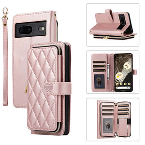 Casekis Fashion 10-card Leather Crossbody Phone Case Rose Gold