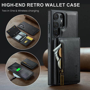 Casekis RFID Magnetic Detachable Leather Wallet Phone Case Black