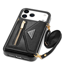Load image into Gallery viewer, Casekis Crossbody Strap Leather Magnetic Wallet Phone Case Black
