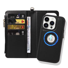 Muat gambar ke penampil Galeri, Casekis Cardholder Case with Wrist Strap,Compatible with MagSafe,Zipper Pocket,Black
