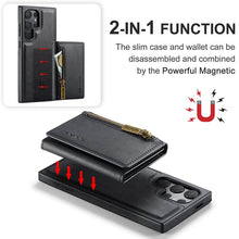 Cargar imagen en el visor de la galería, Casekis RFID Magnetic Detachable Leather Wallet Phone Case Black
