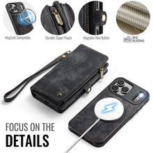Charger l'image dans la galerie, Casekis Wrist Strap Zipper Wallet Phone Case Black
