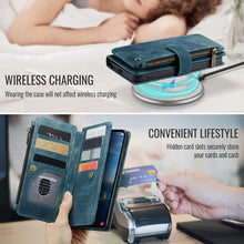 Load image into Gallery viewer, Casekis Leather Zipper Phone Case Blue
