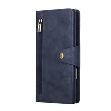 Lade das Bild in den Galerie-Viewer, Casekis Studded Zip Leather Wallet Wristlet Phone Case Blue
