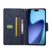 Lade das Bild in den Galerie-Viewer, Casekis Studded Zip Leather Wallet Wristlet Phone Case Blue
