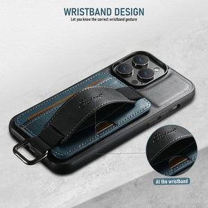 Casekis Card Holder Wrist Strap Phone Case Blue Black