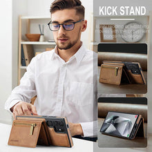 Cargar imagen en el visor de la galería, Casekis RFID Magnetic Detachable Leather Wallet Phone Case Brown
