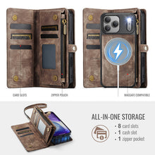 Charger l'image dans la galerie, Casekis Wrist Strap Zipper Wallet Phone Case Brown
