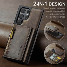 Cargar imagen en el visor de la galería, Casekis RFID Magnetic Detachable Leather Wallet Phone Case Coffee
