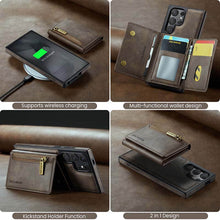 Cargar imagen en el visor de la galería, Casekis RFID Magnetic Detachable Leather Wallet Phone Case Coffee
