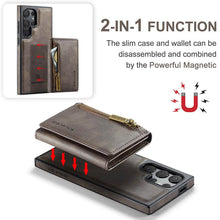 Cargar imagen en el visor de la galería, Casekis RFID Magnetic Detachable Leather Wallet Phone Case Coffee
