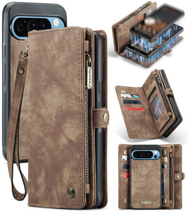 Casekis Wrist Strap Zipper Wallet Phone Case Brown