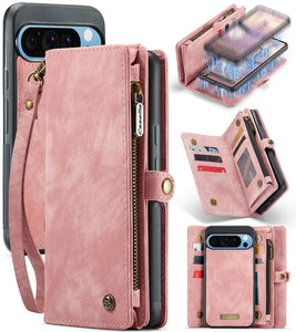 Casekis Wrist Strap Zipper Wallet Phone Case Pink