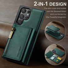 Cargar imagen en el visor de la galería, Casekis RFID Magnetic Detachable Leather Wallet Phone Case Green
