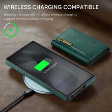 Muat gambar ke penampil Galeri, Casekis RFID Magnetic Detachable Leather Wallet Phone Case Green
