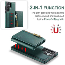 Lade das Bild in den Galerie-Viewer, Casekis RFID Magnetic Detachable Leather Wallet Phone Case Green
