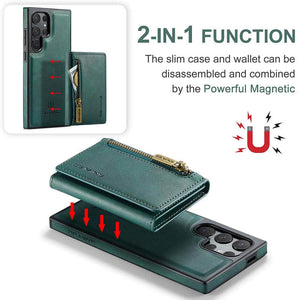 Casekis RFID Magnetic Detachable Leather Wallet Phone Case Green