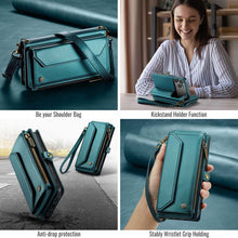 Load image into Gallery viewer, Casekis Cardholer Zipper Wallet Crossbody Phone Case Green
