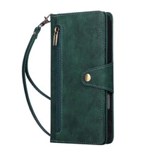 Lade das Bild in den Galerie-Viewer, Casekis Studded Zip Leather Wallet Wristlet Phone Case Green
