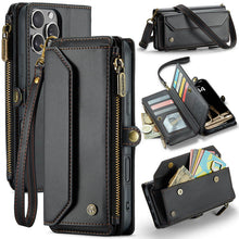 画像をギャラリービューアに読み込む, Casekis Cardholer Zipper Wallet Crossbody Phone Case Black
