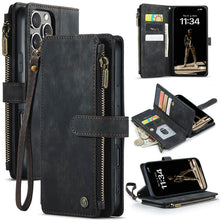 Cargar imagen en el visor de la galería, Casekis Leather Zipper Phone Case Black
