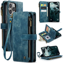 Load image into Gallery viewer, Casekis Leather Zipper Phone Case Blue
