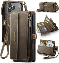 Charger l&#39;image dans la galerie, Casekis Crossbody Leather Wallet RFID Phone Case Brown
