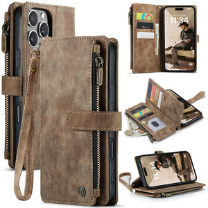 Casekis Leather Zipper Phone Case Brown