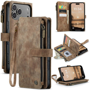 Casekis Leather Zipper Phone Case Brown