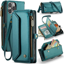 Cargar imagen en el visor de la galería, Casekis Cardholer Zipper Wallet Crossbody Phone Case Green
