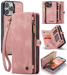 Casekis Wrist Strap Zipper Wallet Phone Case Pink