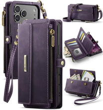 Charger l&#39;image dans la galerie, Casekis Crossbody Leather Wallet RFID Phone Case Purple
