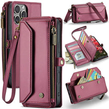 Muat gambar ke penampil Galeri, Casekis Cardholer Zipper Wallet Crossbody Phone Case Red
