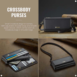 Casekis Multifunctional Leather Crossbody Phone Bag Black