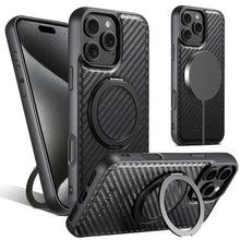 Carregar imagem no visualizador da galeria, Casekis Magnetic Charging Rotating Stand Leather Phone Case Fiber Texture
