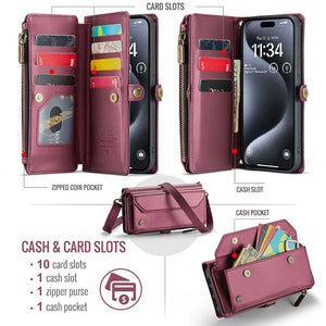 Casekis Cardholer Zipper Wallet Crossbody Phone Case Red