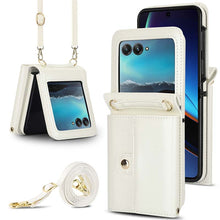 Lade das Bild in den Galerie-Viewer, Casekis Moto Razr 40 Ultra Cardholder Crossbody Leather Phone Case White
