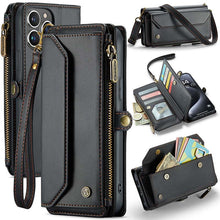 Load image into Gallery viewer, Casekis Cardholer Zipper Wallet Crossbody Phone Case Black
